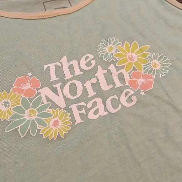 The North Face Girls XL 18 Tank Top Mint Green Cream Boho Floral Summer - Picture 5 of 5